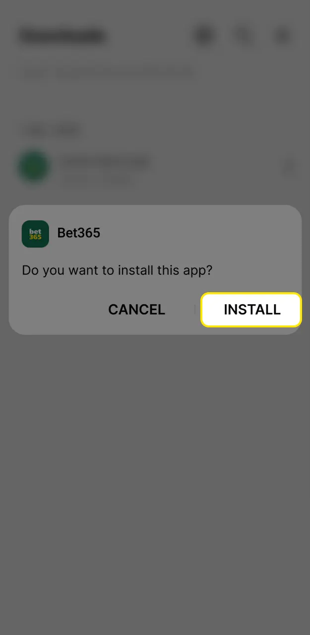 Run the downloaded installation package on your device to start installing the app of Bet365.