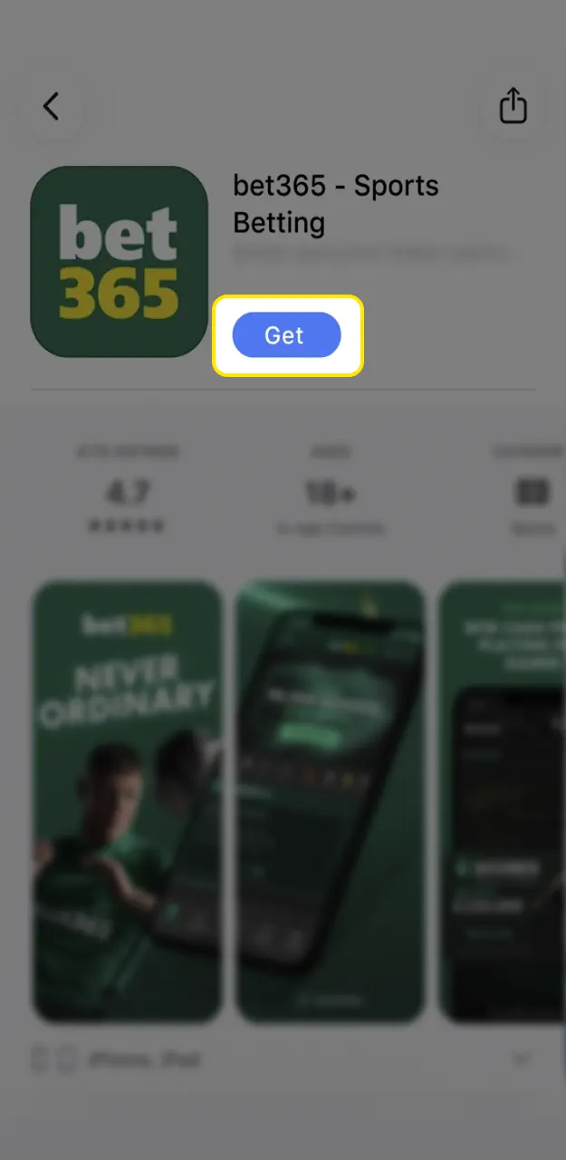 Download the iOS app and sign up for Bet365.