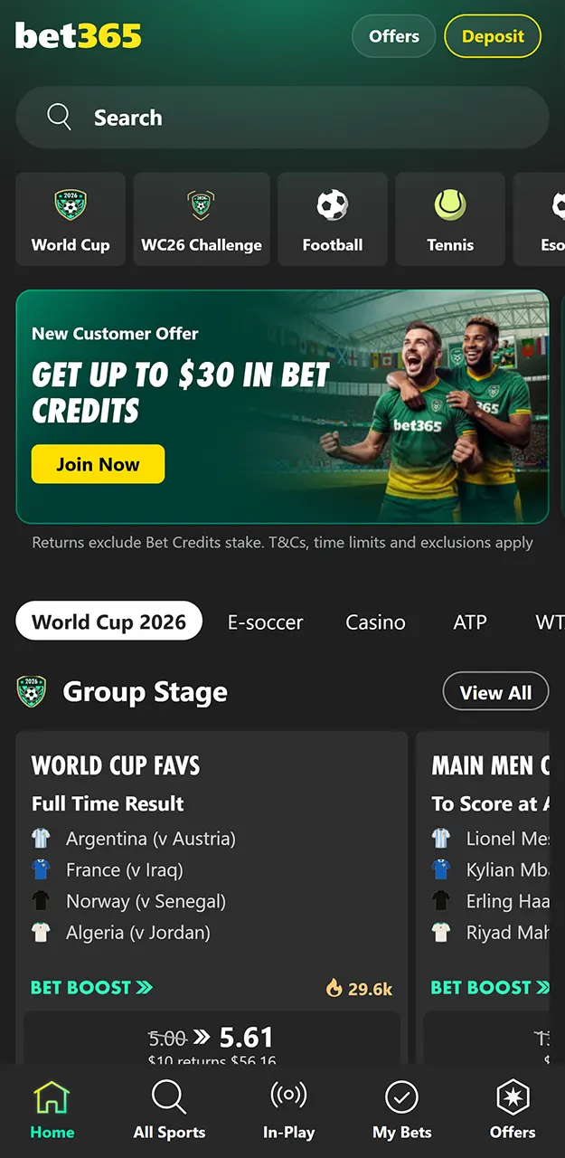 Install the latest version of the Bet365 app.