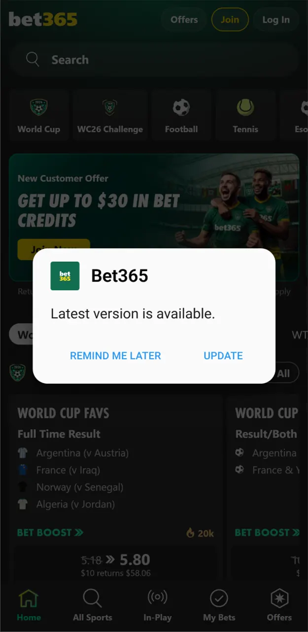 Unpack the newly downloaded file on your device to install the update for Bet365.