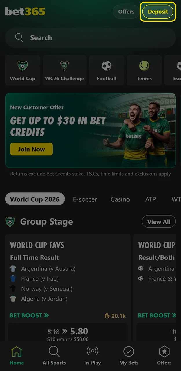 Choose a secure payment method to make deposit on Bet365.
