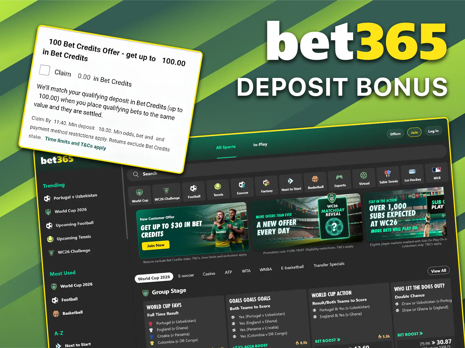 Learn how to activate additional funds through the Bet365 first deposit bonus.