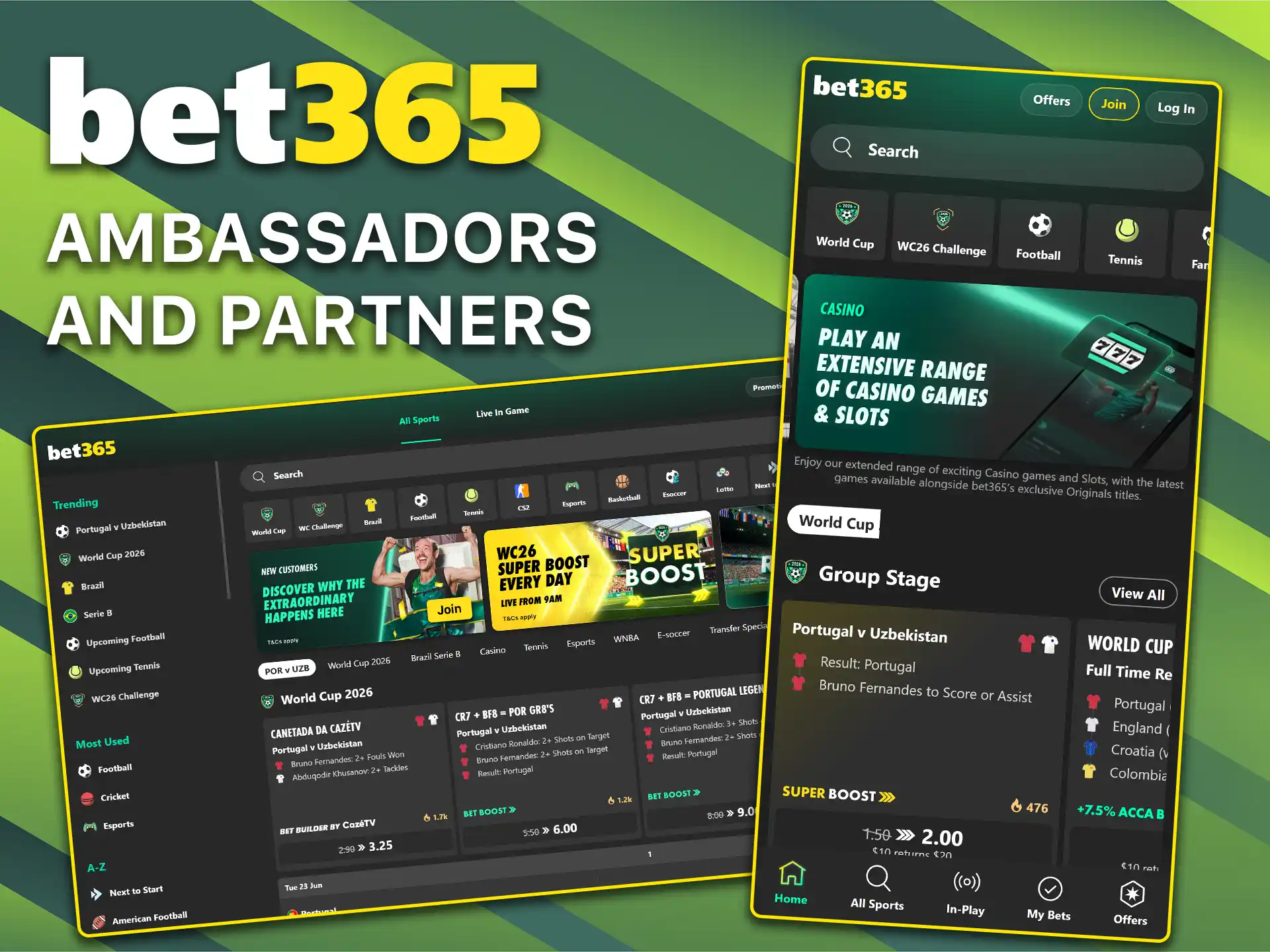 Check out the list of Bet365's well-known partners.