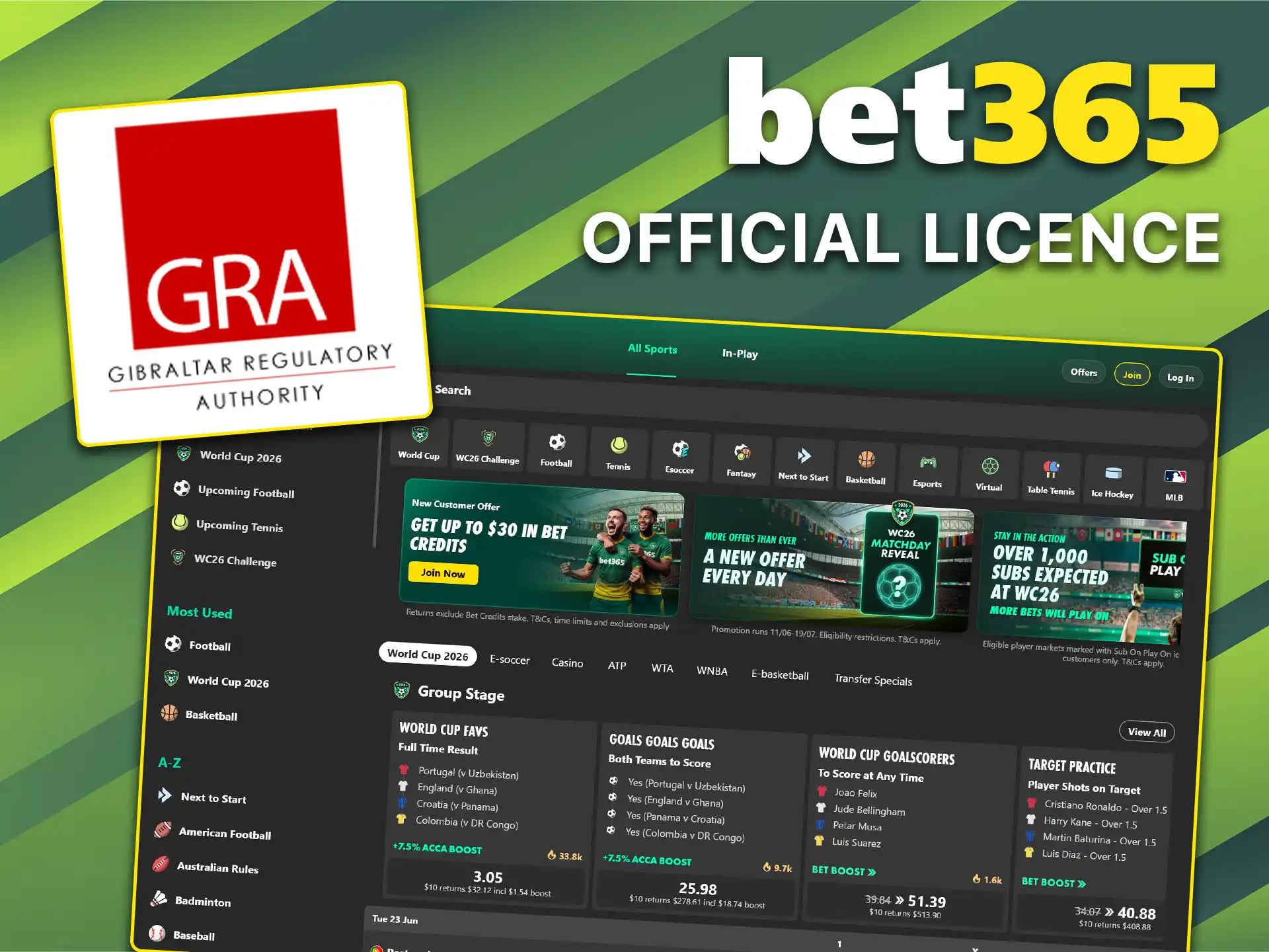 Read all about the Bet365 license.