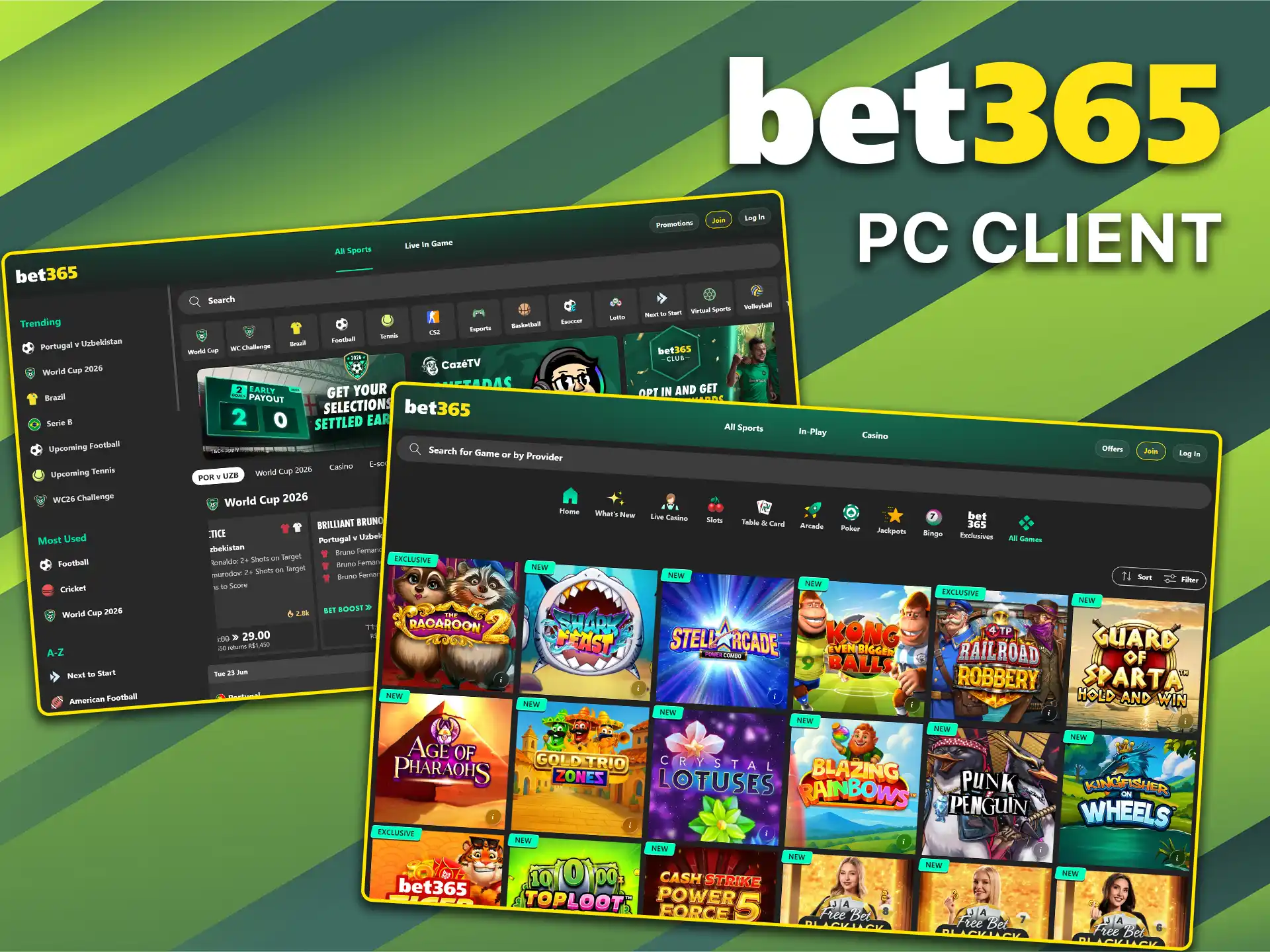 Enjoy stable gameplay on your desktop on Bet365.