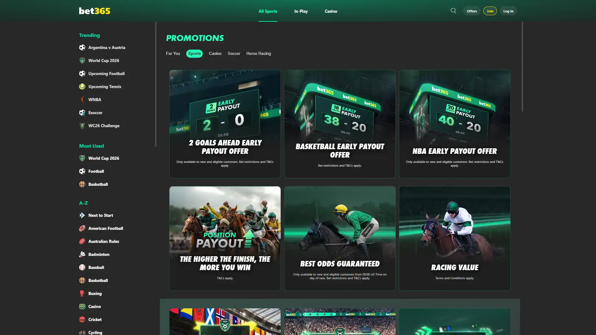 Deposit funds into your account and get a bonus at Bet365.