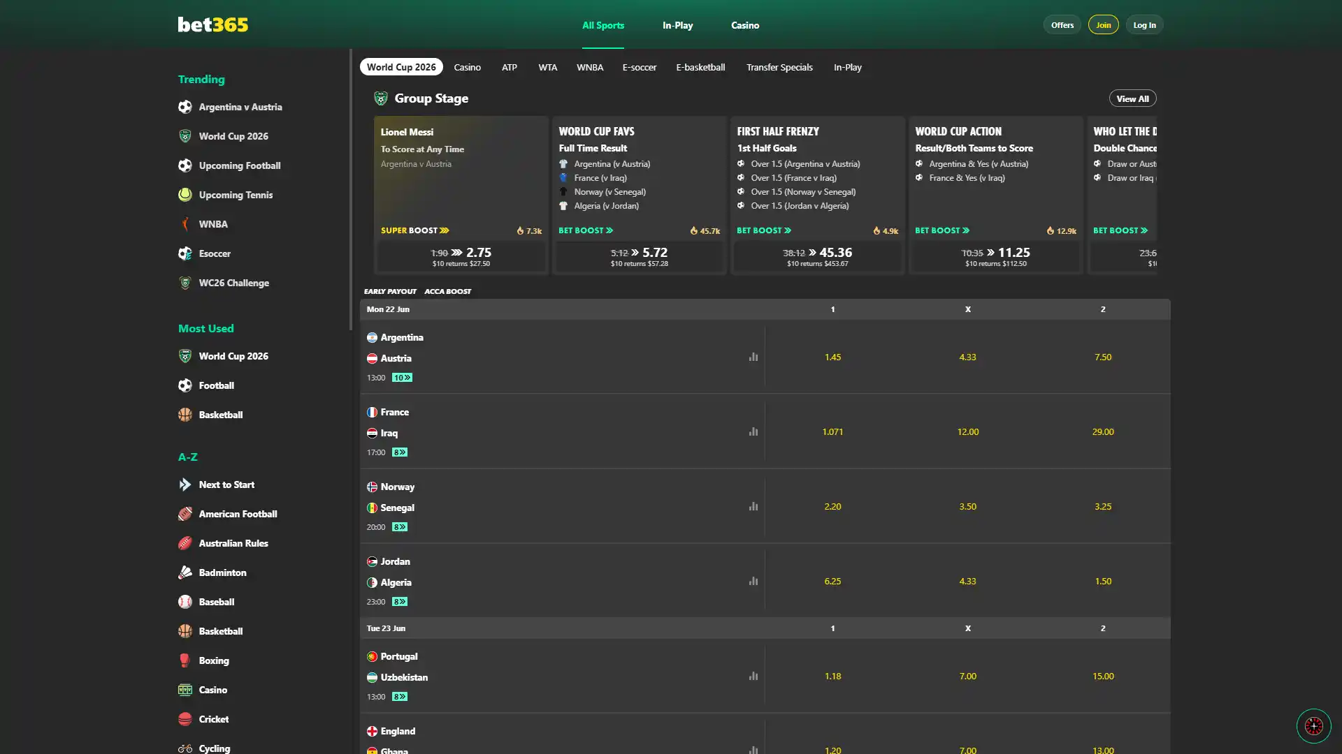 Bet on your favorite teams at Bet365.