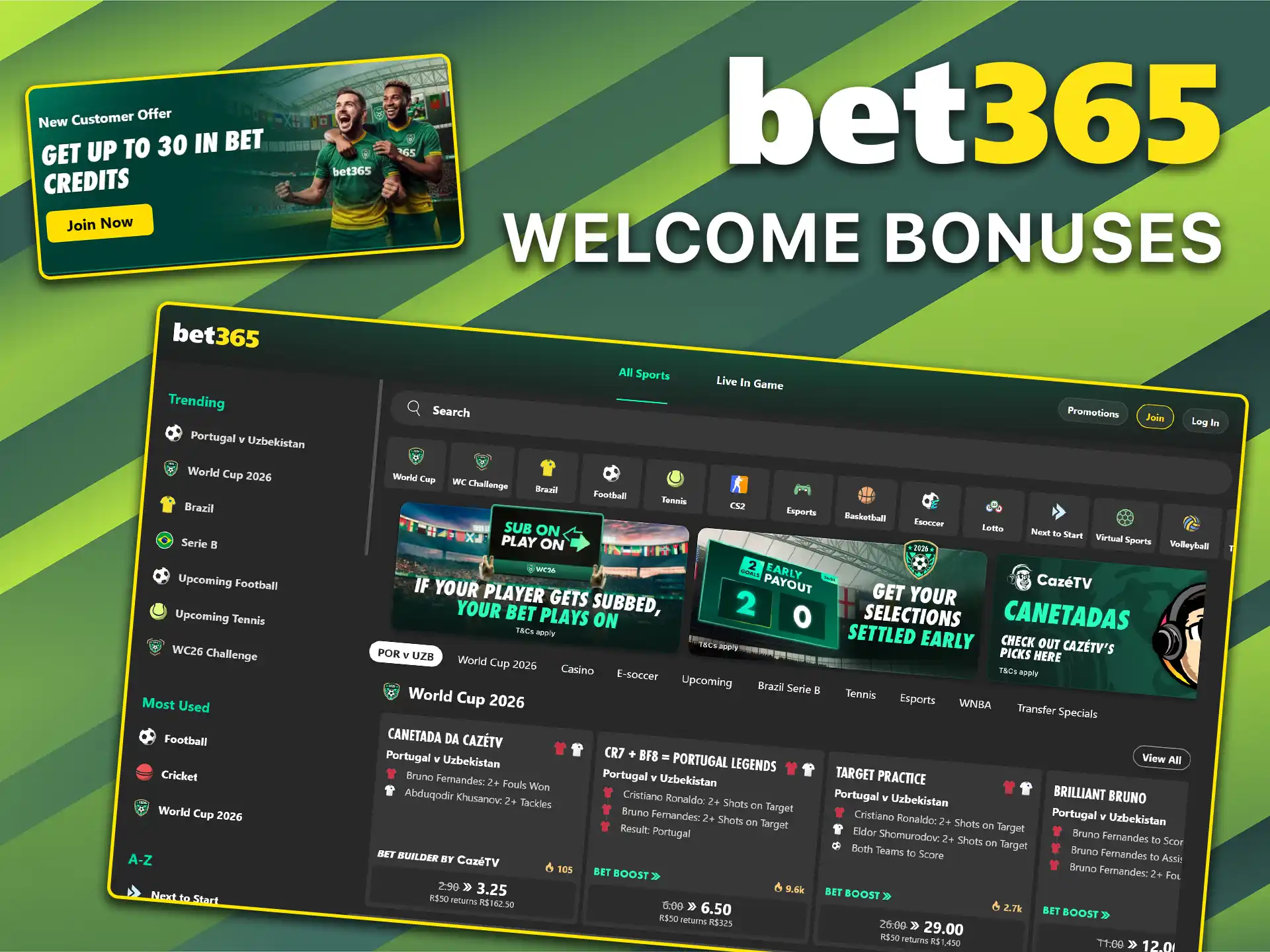 Check out the special rewards in the Bet365 welcome bonuses section.