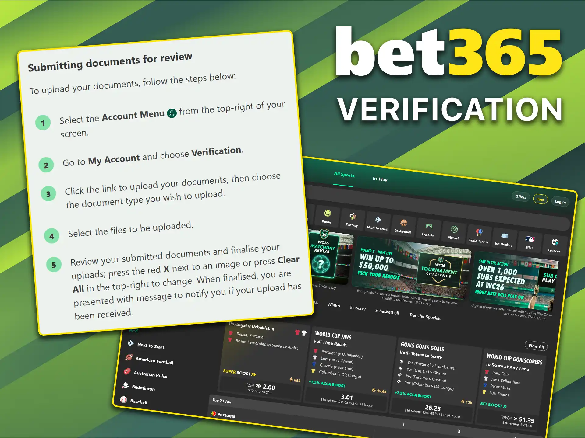 Verify your identity on Bet365.