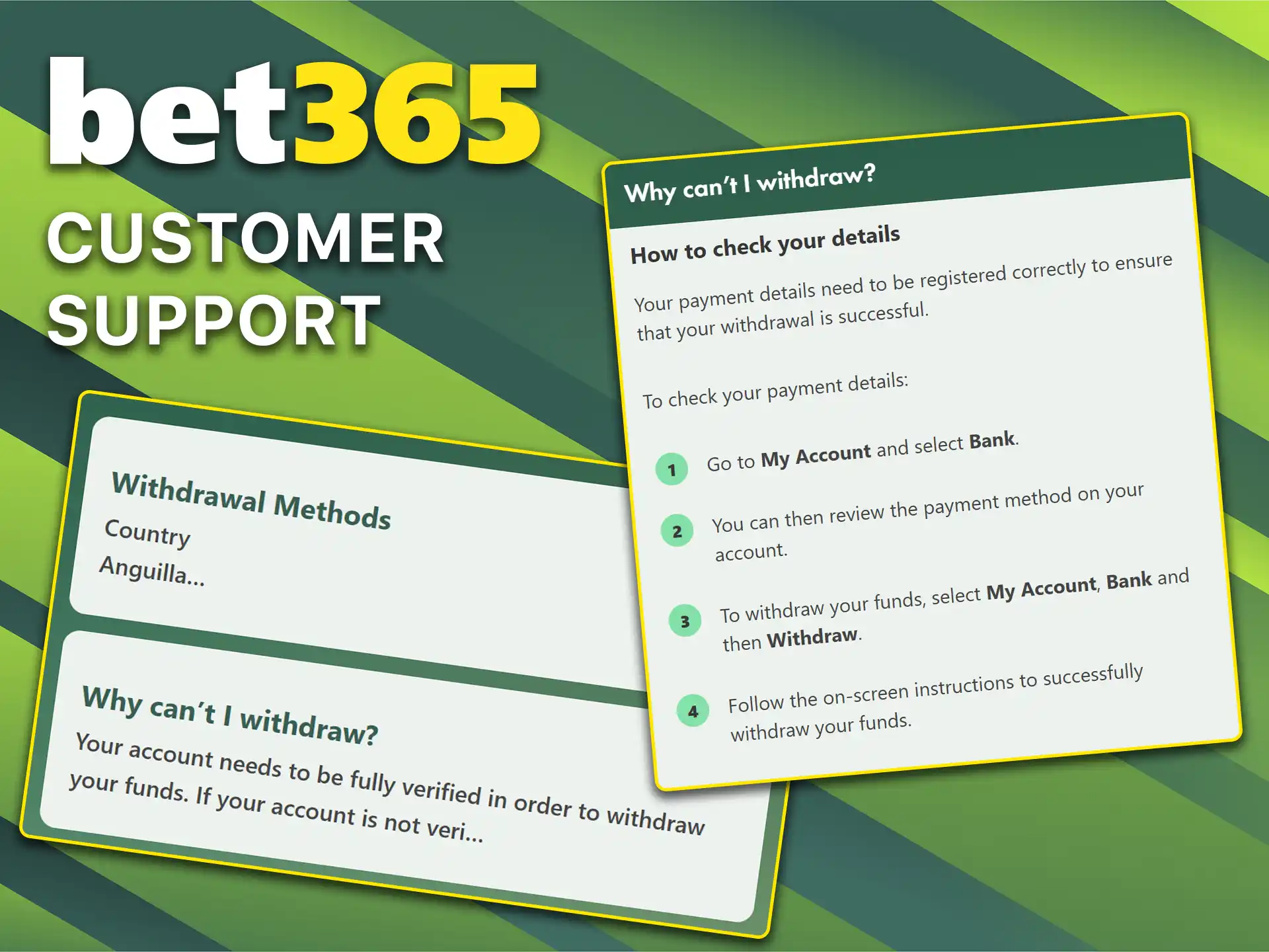 Get professional assistance by contacting the customer support team on Bet365.